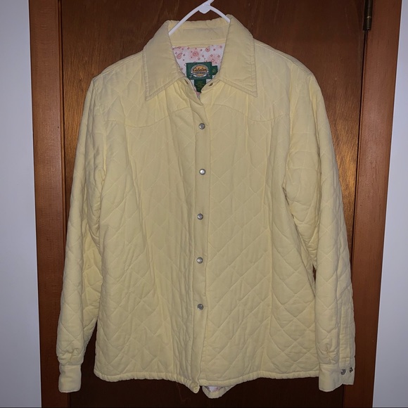 Women’s L REG CABELA’S Yellow Corduroy Quilted Cotton Polyester Insulated Jacket - Picture 1 of 12
